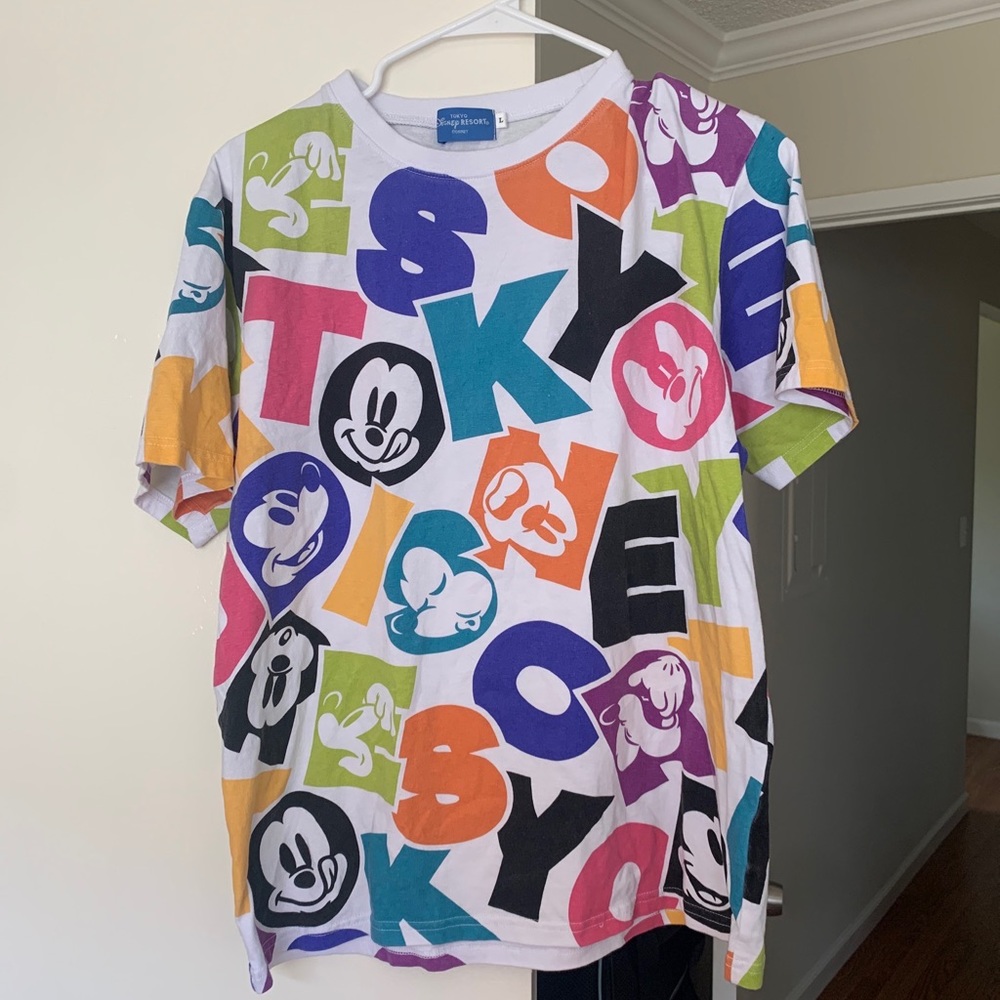 Tokyo Disney Resort Mickey Mouse Colorful Letter T-shirt